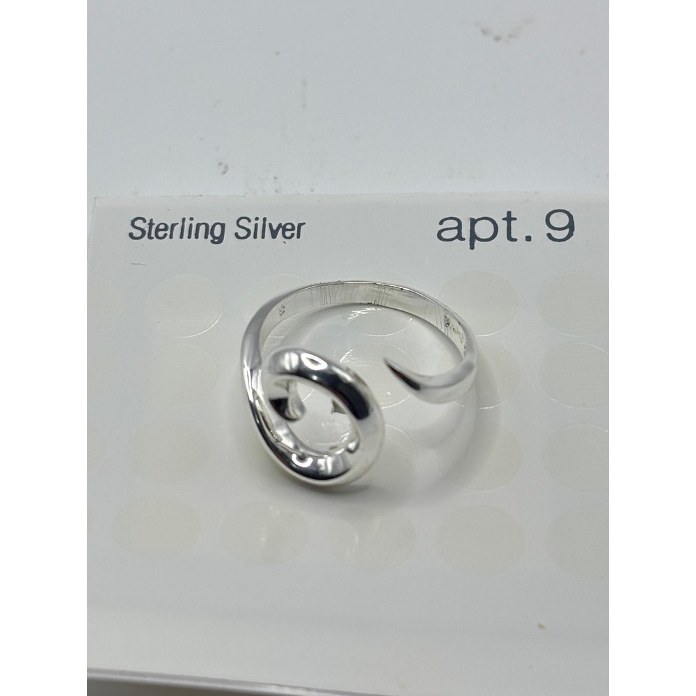 Apt. 9 Sterling Silver Swirl Bypass Ring Size 8 Polished 925 Silver New